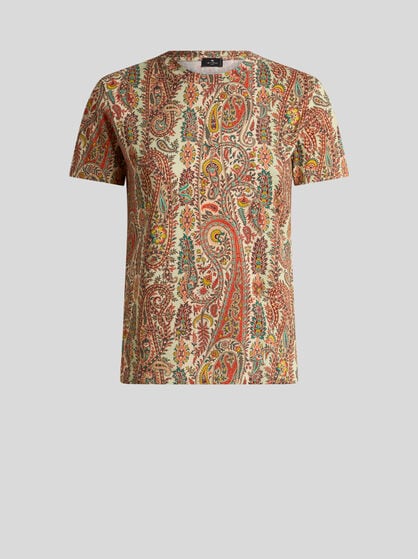 ボタニカル ペイズリーモチーフ コットン Tシャツ