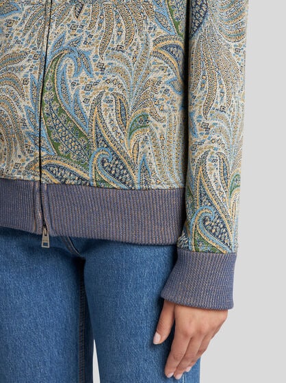 PAISLEY JACQUARD ZIPPED SWEATSHIRT