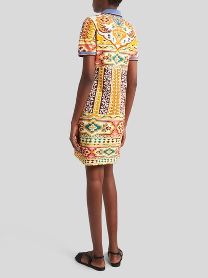 PRINTED PIQUE MINI DRESS