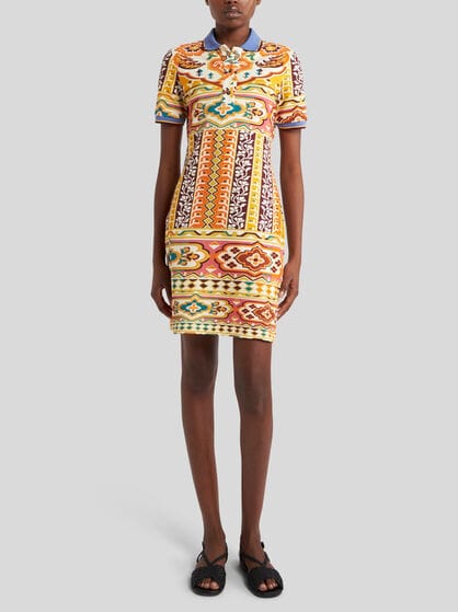 PRINTED PIQUE MINI DRESS