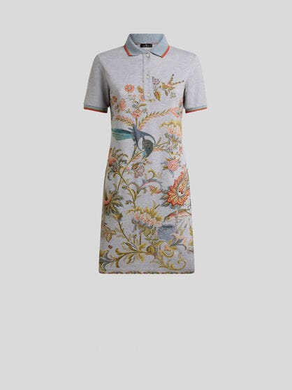 フローラ＆ファウナ エンジニアードプリント ストレッチ コットン ミニドレス