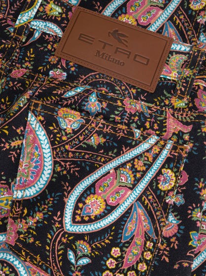 FLARED JEANS WITH PAISLEY PRINT