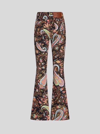 FLARED JEANS WITH PAISLEY PRINT