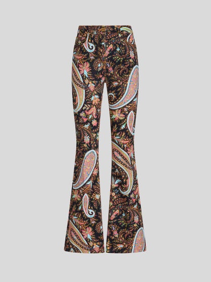 FLARED JEANS WITH PAISLEY PRINT