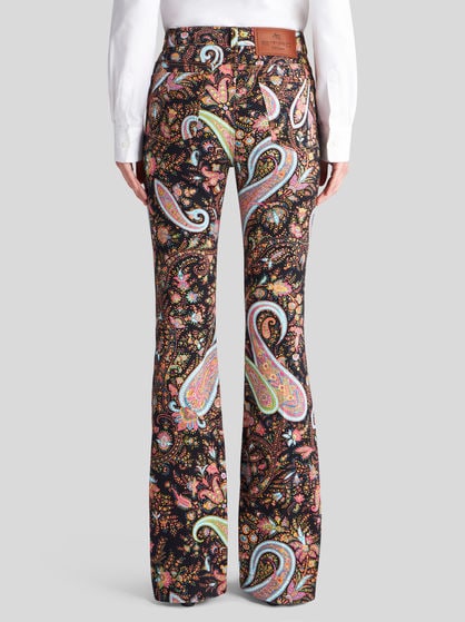 FLARED JEANS WITH PAISLEY PRINT
