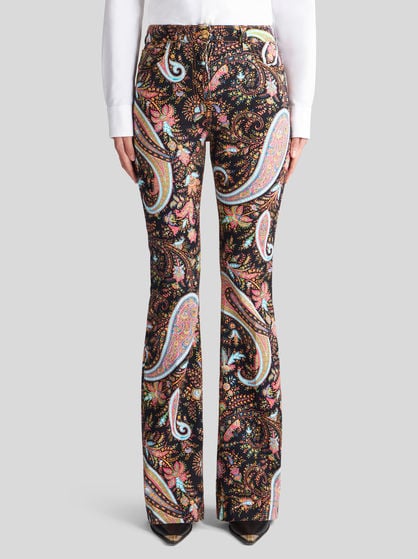FLARED JEANS WITH PAISLEY PRINT