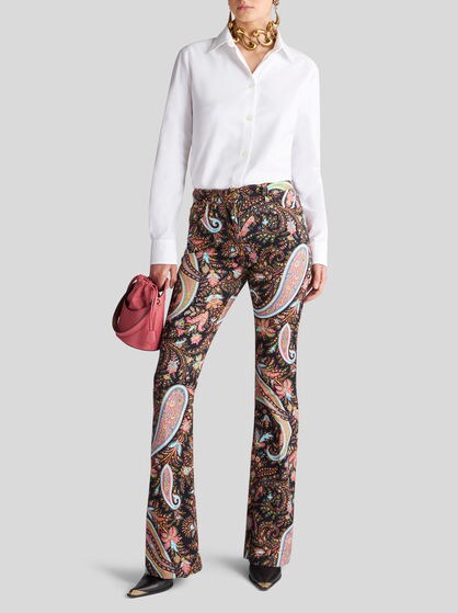FLARED JEANS WITH PAISLEY PRINT