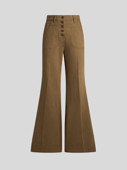 FLARED DENIM JEANS WITH PEGASO BUTTONS