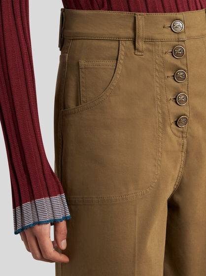 FLARED DENIM JEANS WITH PEGASO BUTTONS