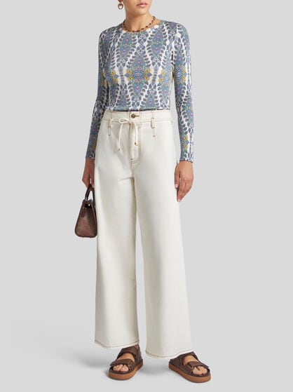 STRETCH CULOTTE JEANS WITH BELT