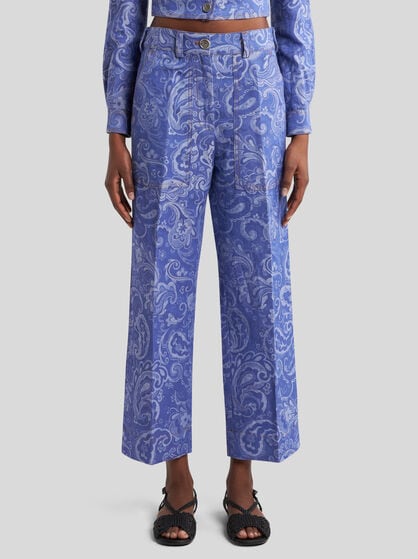 STRAIGHT-CUT JACQUARD DENIM JEANS
