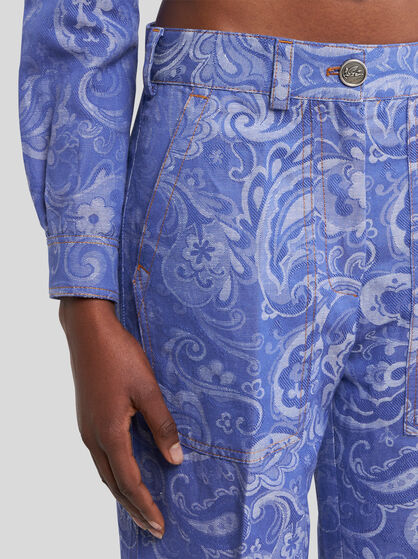 STRAIGHT-CUT JACQUARD DENIM JEANS