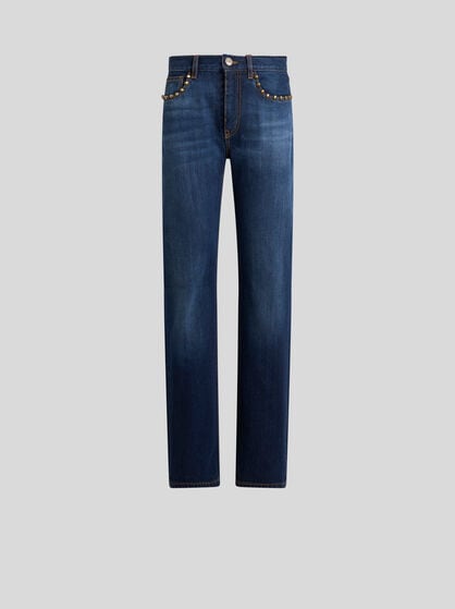 STRAIGHT-LEG JEANS WITH STUDS
