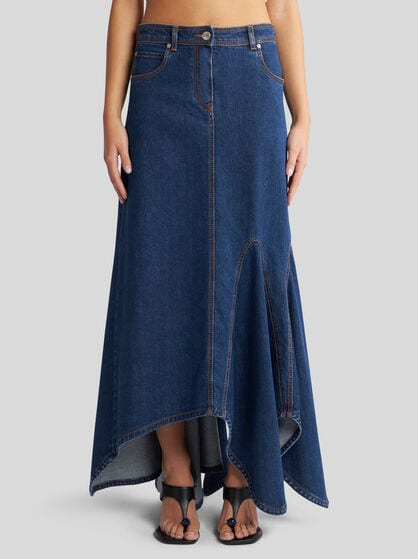 DENIM SKIRT WITH EMBROIDERED REAR LOGO