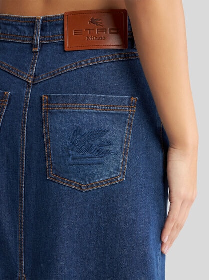 DENIM SKIRT WITH EMBROIDERED REAR LOGO