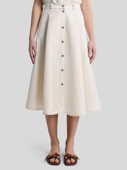 JACQUARD DENIM MIDI SKIRT