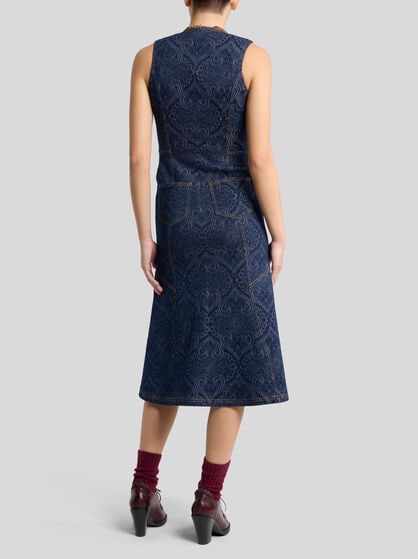 JACQUARD DENIM MIDI DRESS