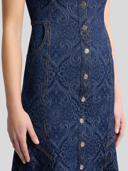 JACQUARD DENIM MIDI DRESS