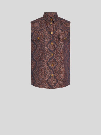 HEMDBLUSE AUS DENIMJACQUARD