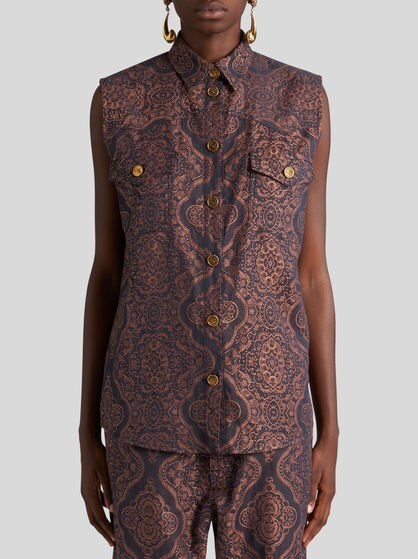 HEMDBLUSE AUS DENIMJACQUARD