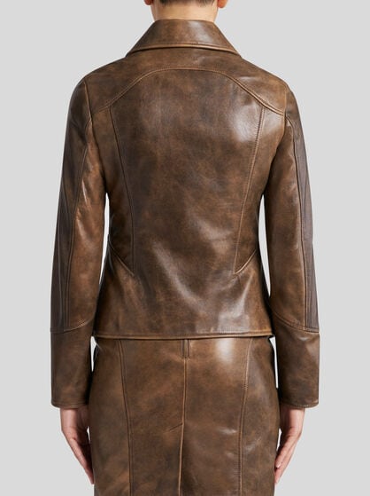 LEATHER JACKET WITH INLAYS