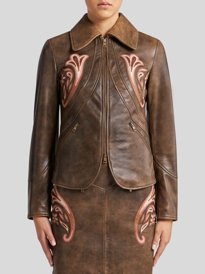 LEATHER JACKET WITH INLAYS