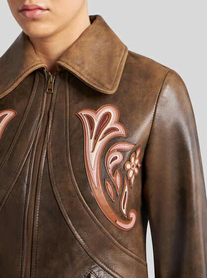 LEATHER JACKET WITH INLAYS