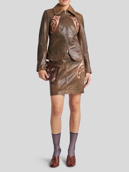 LEATHER JACKET WITH INLAYS