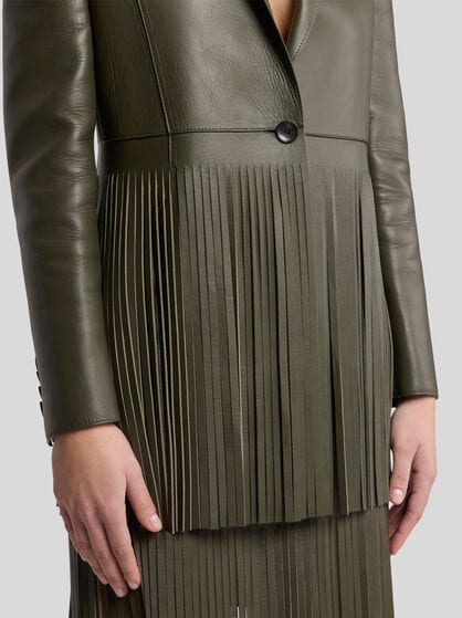 SINGLE-BREASTED LEATHER JACKET WITH FRINGING