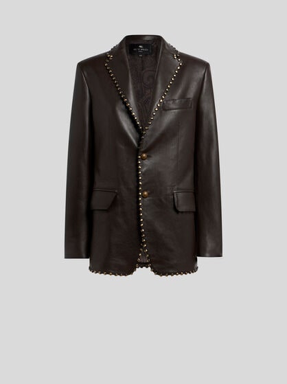 SINGLE-BREASTED LEATHER JACKET WITH STUDS