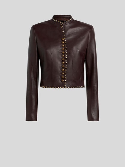 CROPPED LEATHER JACKET WITH STUDS