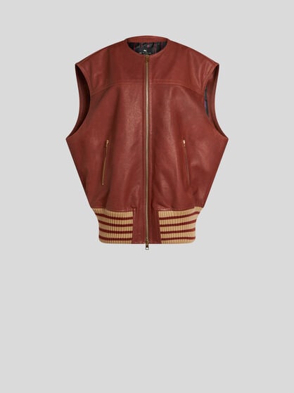 나파 가죽 맥시 웨이스트코트