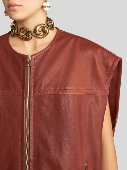 나파 가죽 맥시 웨이스트코트