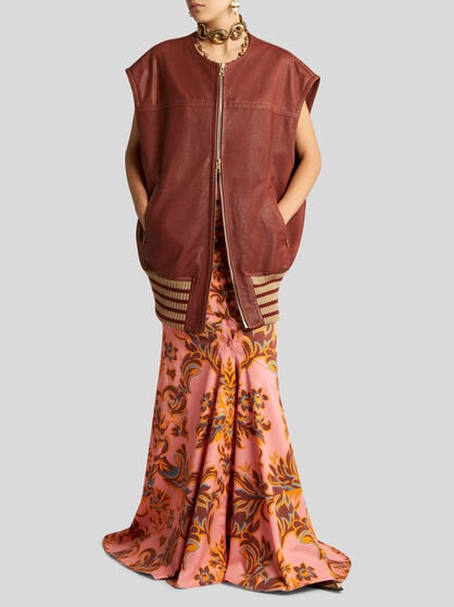 나파 가죽 맥시 웨이스트코트