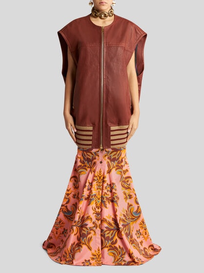 나파 가죽 맥시 웨이스트코트