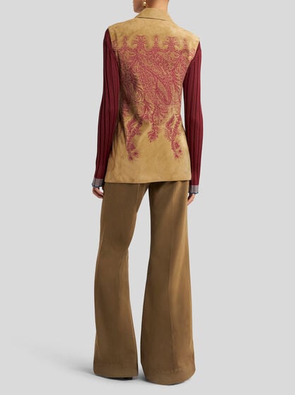 SUEDE WAISTCOAT WITH PLACED PRINT