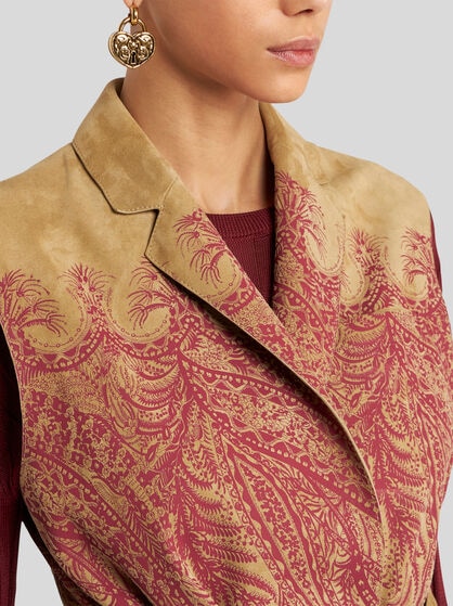 SUEDE WAISTCOAT WITH PLACED PRINT