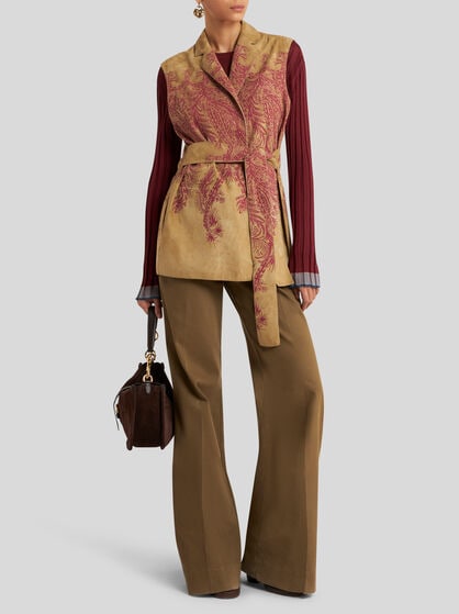 SUEDE WAISTCOAT WITH PLACED PRINT