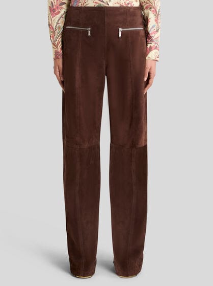 SUEDE TROUSERS WITH ZIPS