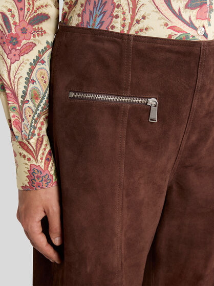 SUEDE TROUSERS WITH ZIPS
