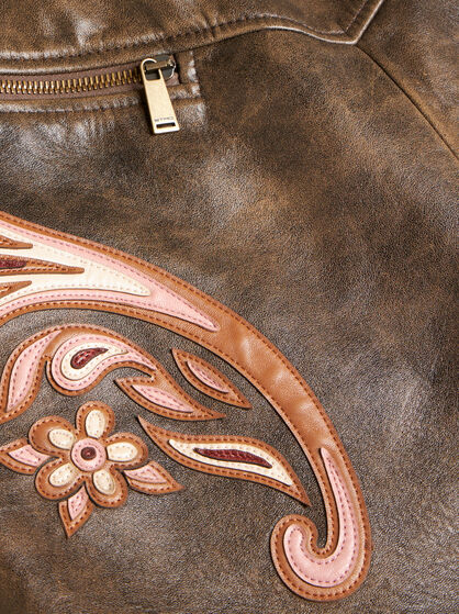 LEATHER SKIRT WITH INLAYS