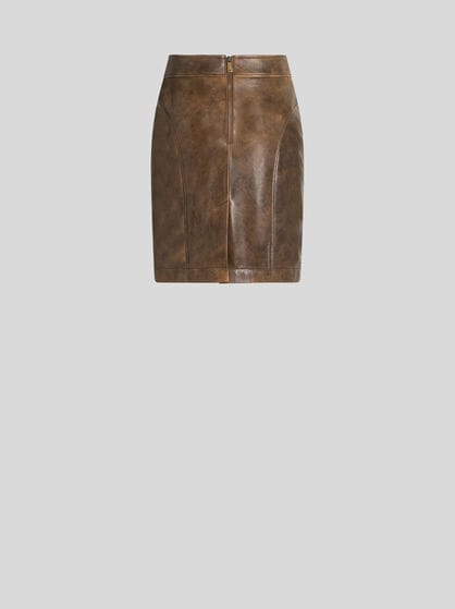 LEATHER SKIRT WITH INLAYS