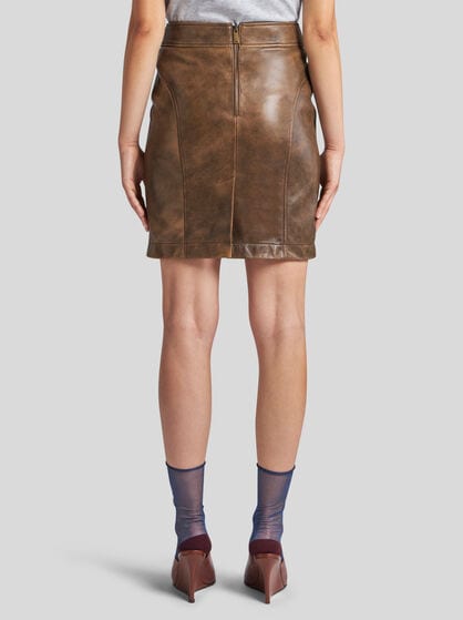 LEATHER SKIRT WITH INLAYS