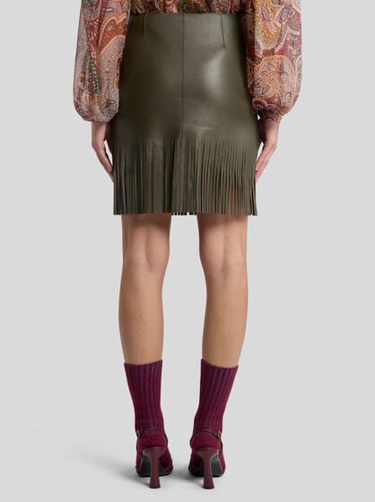 LEATHER SKIRT WITH FRINGING