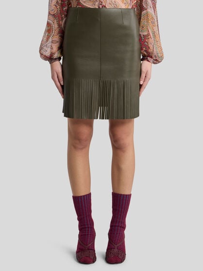 LEATHER SKIRT WITH FRINGING