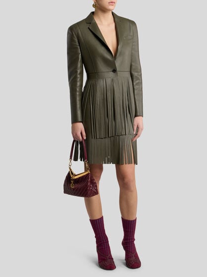 LEATHER SKIRT WITH FRINGING
