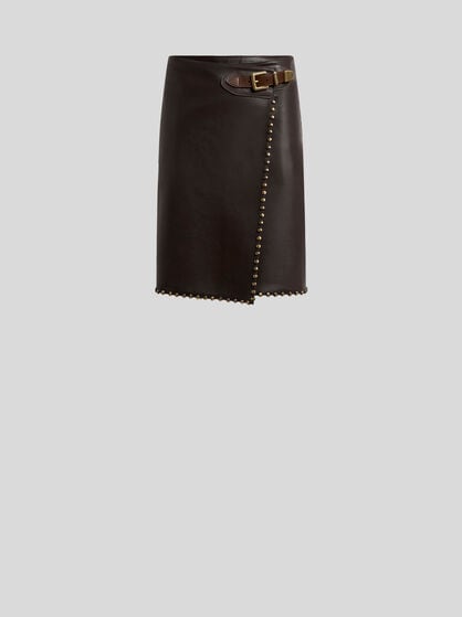 SHORT LEATHER SKIRT WITH STUDS