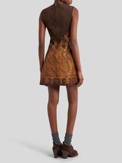 SUEDE DRESS WITH PLACED PRINT