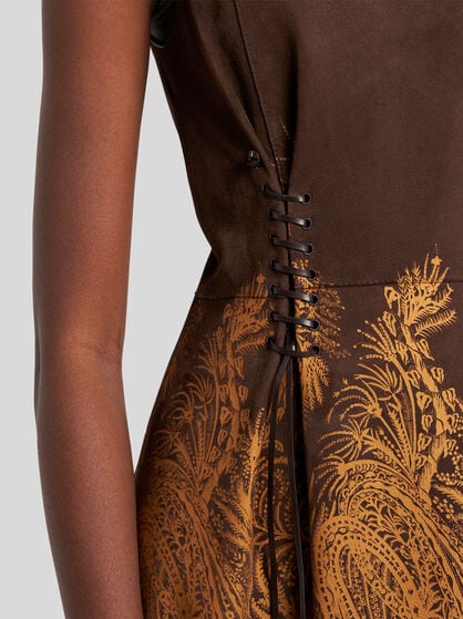 SUEDE DRESS WITH PLACED PRINT