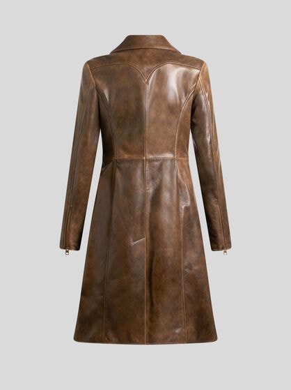 LEATHER COAT WITH INLAYS